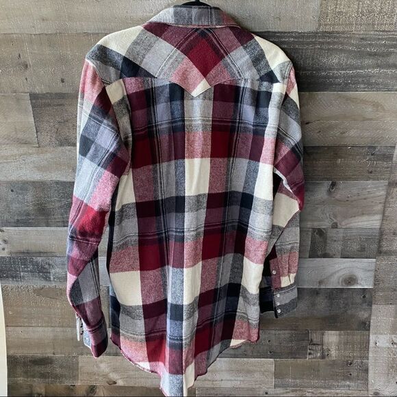 Wrangler plaid medium-weight flannel size 17-34 vintage - Picture 6 of 8